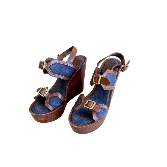 Tory Burch Florian High Wedge Sandal Size 7 - Picture 11 of 15